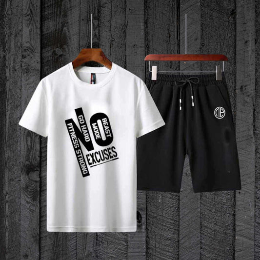 No Excuses T-Shirt With Black Shorts