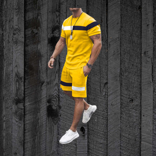 Yellow Paneled T-Shirt With Shorts