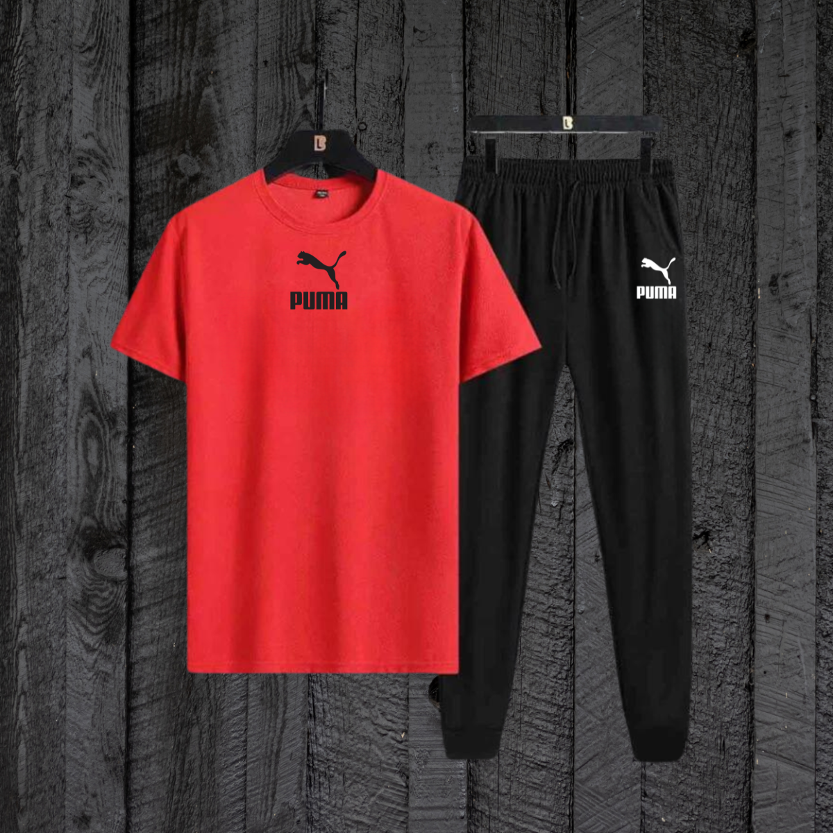 Red Pooma T-Shirt with Black Trouser