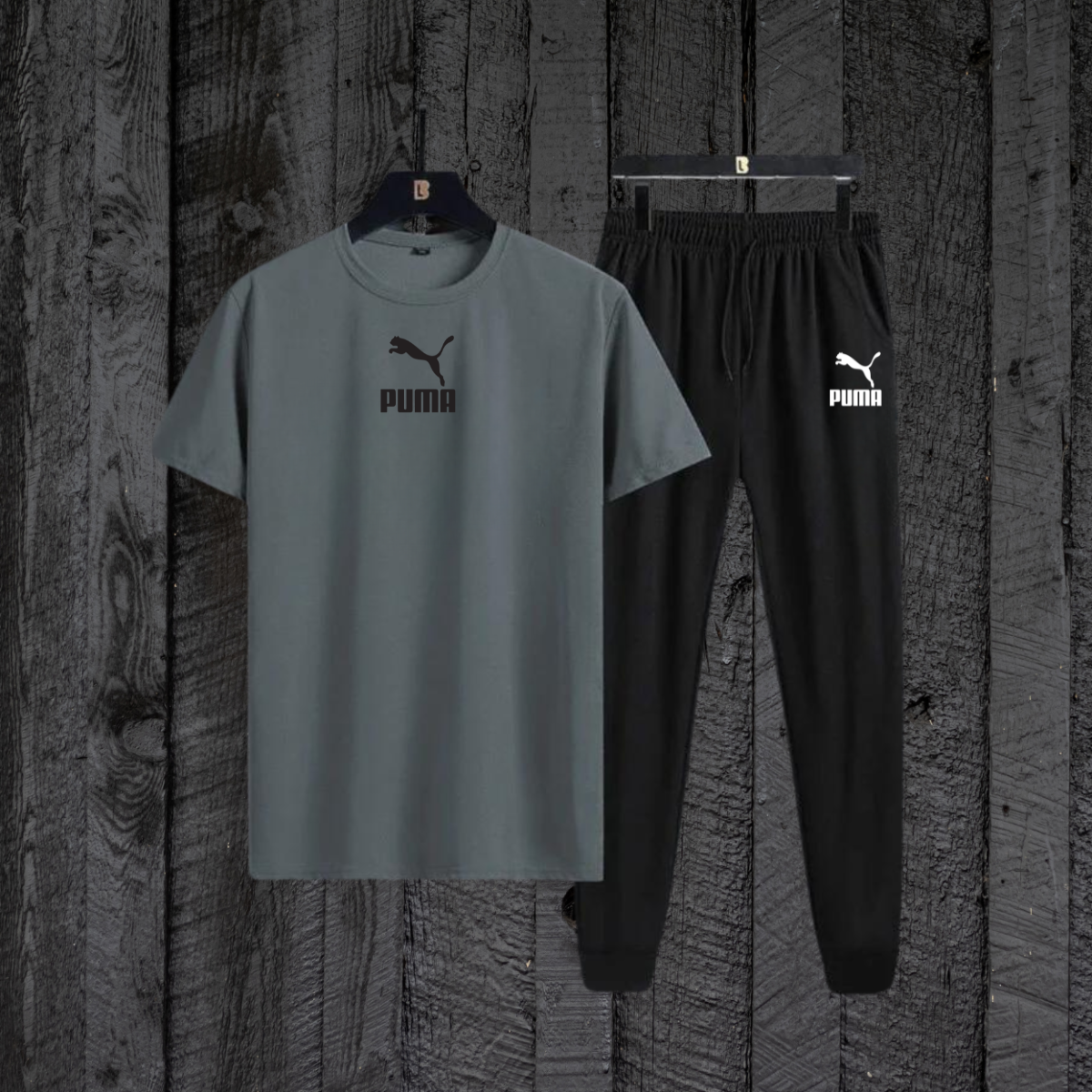 Steel Grey Pooma T-Shirt with Black Trouser