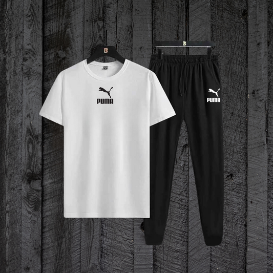 White Pooma T-Shirt with Black Trouser